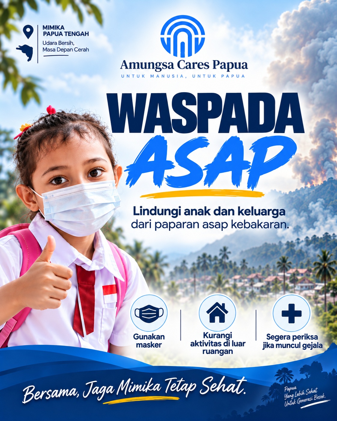 Poster Edukasi Waspada Asap Lindungi Napas Anak Papua